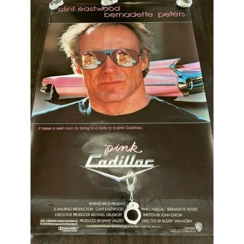 Movie Theater Cinema Poster vtg Lobby Card 1989 Pink Cadillac Clint Eastwood WB